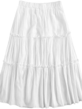White Tiered Maxi Skirt - Lightweight Women's Skirt